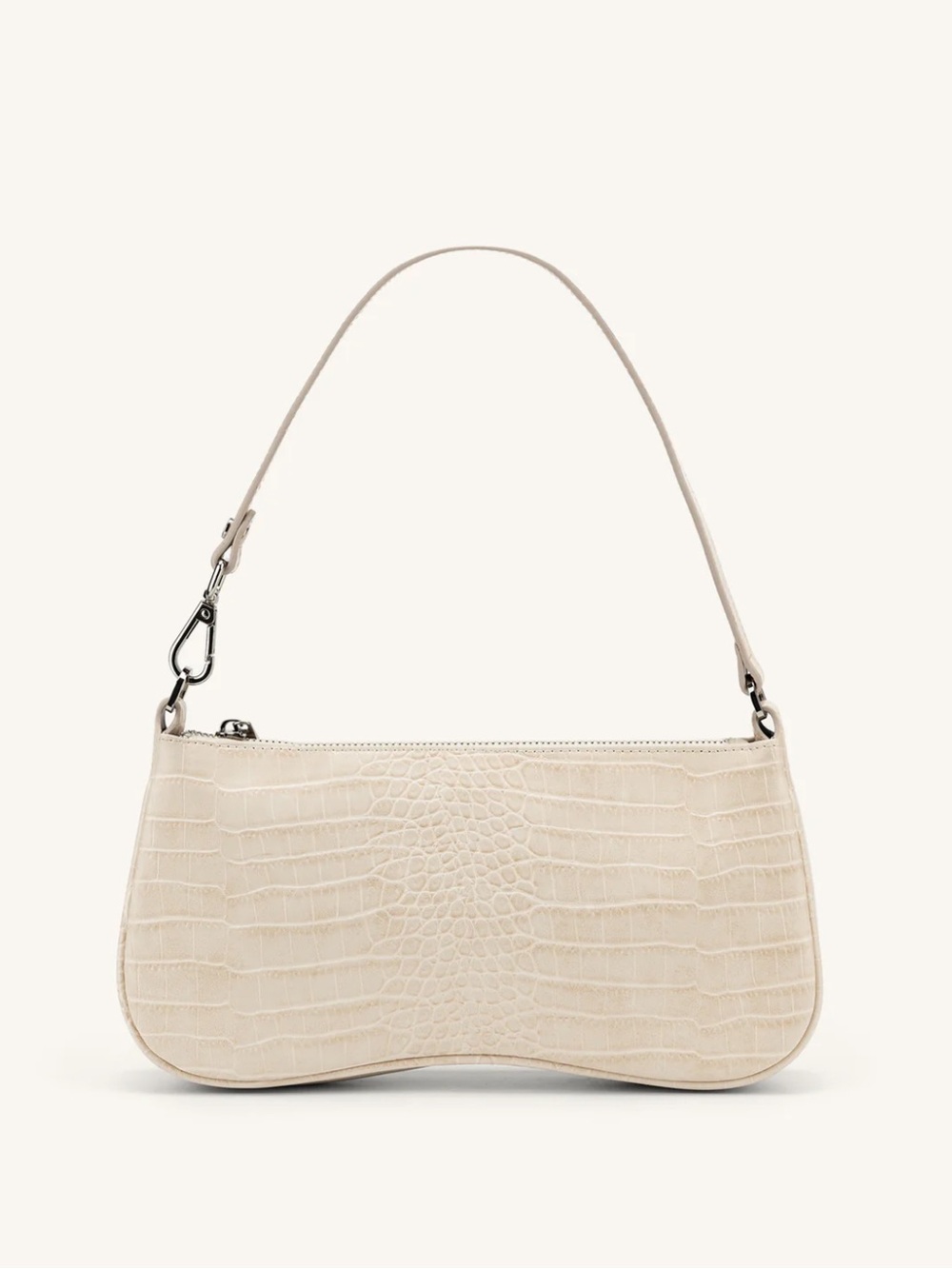 JW PEI Beige Vegan Leather “Eva Shoulder Handbag - Ivory Croc”